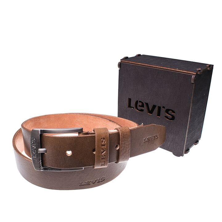 Мужской кожаный ремень Wiseo Levi's Коричневый (UF55632)