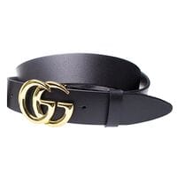 Кожаный женский ремень Wiseo Gucci ширина 4 см Черный / Золото (UF654/1)