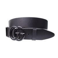 Кожаный женский ремень Wiseo Gucci ширина 4 см Черный (UF654/3)
