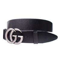 Шкіряний жіночий ремінь Wiseo Gucci ширина 4 см Чорний / нікель (UF654 / 4)