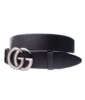 Кожаный женский ремень Wiseo Gucci ширина 4 см Черный / Никель (UF654/4)