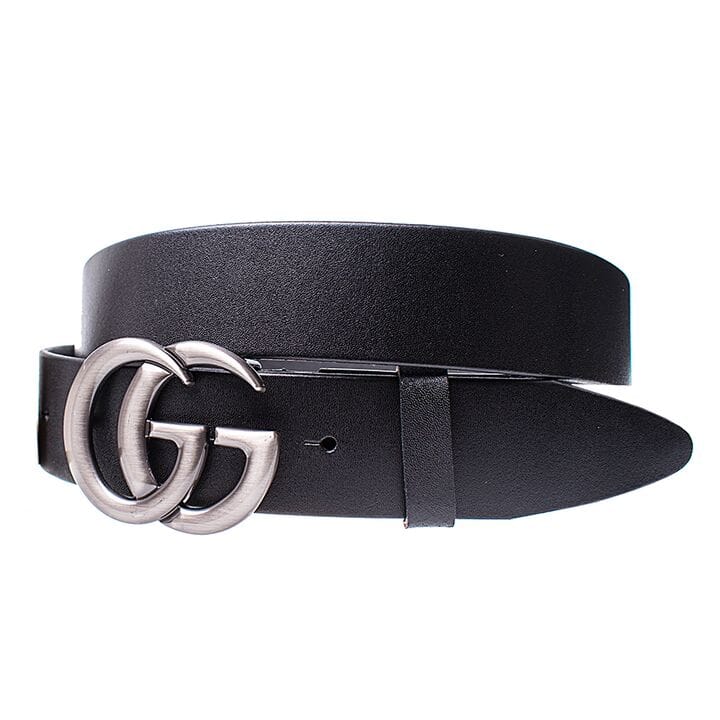 Шкіряний жіночий ремінь Wiseo Gucci ширина 4 см Чорний / нікель (UF654 / 4)