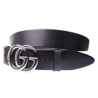 Шкіряний жіночий ремінь Wiseo Gucci ширина 4 см чорний / срібло (UF654 / 5)
