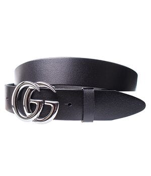 Кожаный женский ремень Wiseo Gucci ширина 4 см Черный / Серебро (UF654/5)
