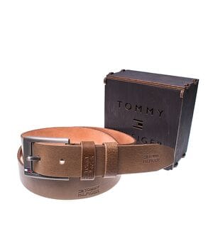 Мужской кожаный ремень Wiseo Tommy Hilfiger Коричневый (UF55633)