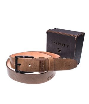 Мужской кожаный ремень Wiseo Tommy Hilfiger Коричневый (UF55634)
