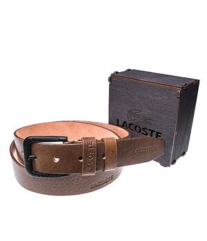 Мужской кожаный ремень Wiseo Lacoste Коричневый (UF55635)