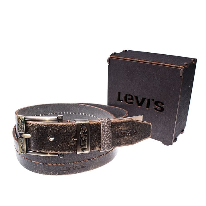 Мужской кожаный ремень Wiseo Levis Коричневый (UF55627)