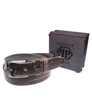 Мужской кожаный ремень Wiseo PHILIPP PLEIN Коричневый (UF55628)