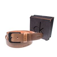 Мужской кожаный ремень Wiseo Calvin Klein Коричневый (UF55640)