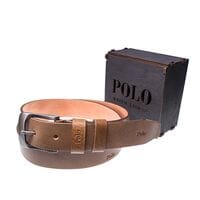 Мужской кожаный ремень Wiseo POLO Коричневый  (UF55631)