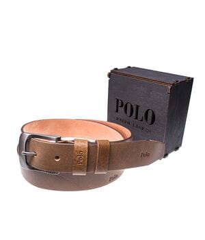 Мужской кожаный ремень Wiseo POLO Коричневый  (UF55631)