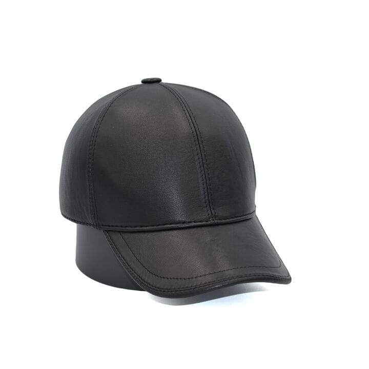 Утеплена бейсболка Fashion натуральна шкіра чорна 56-60 см (F 0419-745)