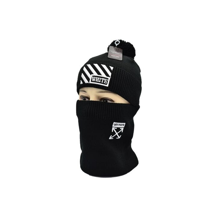 Комплект Flexfit шапка з помпоном и снуд Off-White Чёрный (F-0918-75)