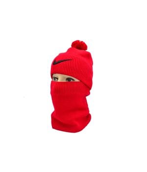 Комплект Flexfit шапка з помпоном и снуд Nike 55-59 см красный(F-0918-645)