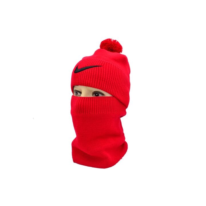 Комплект Flexfit шапка з помпоном и снуд Nike 55-59 см красный(F-0918-645)