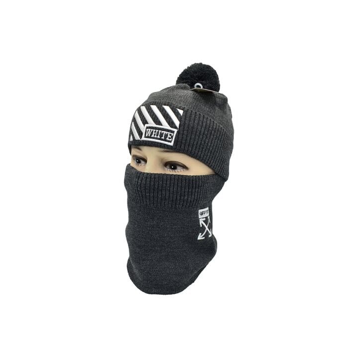 Комплект Flexfit шапка з помпоном и снуд Off-White Темно-серый (F-0918-120)