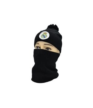 Комплект Flexfit шапка з помпоном и снуд FC Real Madrid 53-57 см чёрная (F-0918-590)