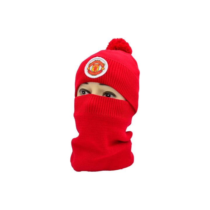 Комплект Flexfit шапка з помпоном и снуд FC Manchester United 53-57 см красная (F-0918-592)
