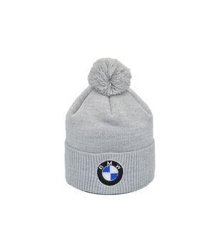 Шапка з помпоном Flexfit BMW 55-59 см светло-серая (F-0918-622)
