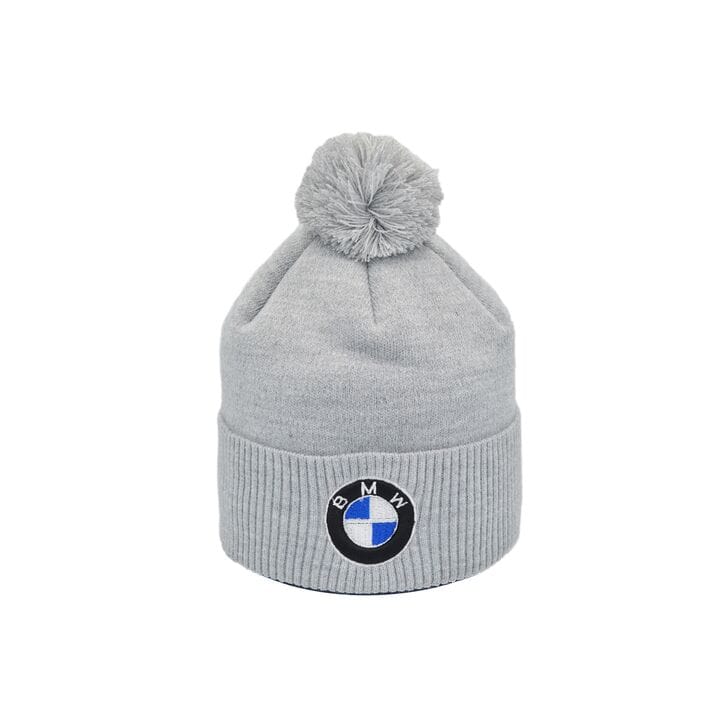 Шапка з помпоном Flexfit BMW 55-59 см светло-серая (F-0918-622)