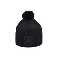 Шапка з помпоном Flexfit Mercedes 55-59 см чёрная (F-0918-613)