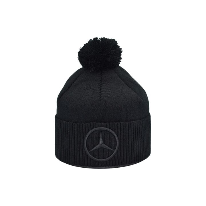 Шапка з помпоном Flexfit Mercedes 55-59 см чёрная (F-0918-613)
