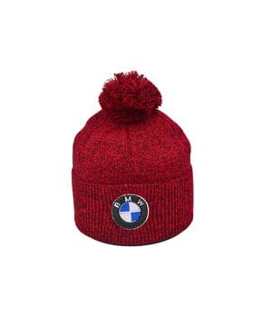 Шапка з помпоном Flexfit BMW 55-59 см красный меланж (F-0918-614)