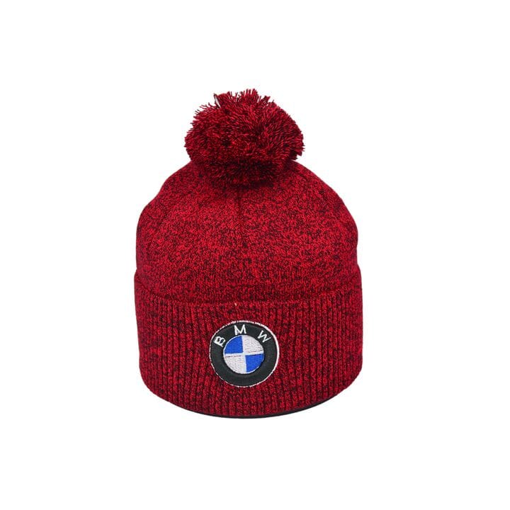 Шапка з помпоном Flexfit BMW 55-59 см красный меланж (F-0918-614)