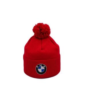 Шапка з помпоном Flexfit BMW 55-59 см красная (F-0918-625)