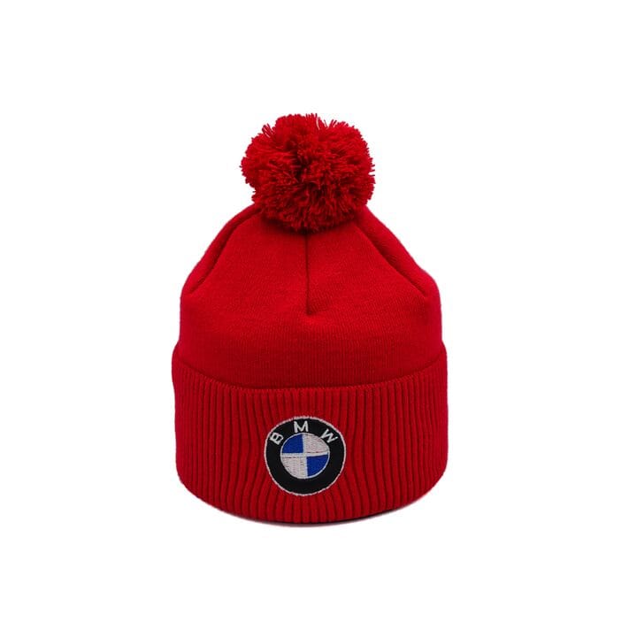 Шапка з помпоном Flexfit BMW 55-59 см красная (F-0918-625)