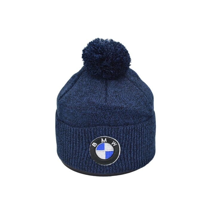 Шапка з помпоном Flexfit BMW 55-59 см синий меланж (F-0918-616)