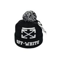 Шапка з помпоном Flexfit Off-White 53-57 см чорно-біла (F-0918-621)