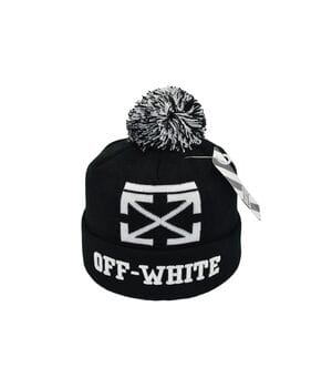 Шапка з помпоном Flexfit Off-White 53-57 см чорно-біла (F-0918-621)
