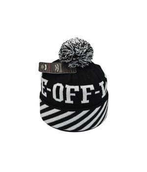Шапка з помпоном Flexfit Off-White 53-57 см чорно-біла (F-0918-621)