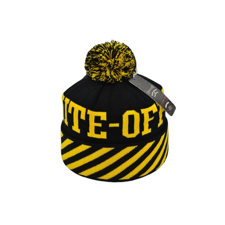 Шапка з помпоном Flexfit Off-White 53-57 см жовто-чорна (F-0918-621)