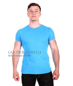 Мужская однотонная футболка Belmode голубая (f216/4)
