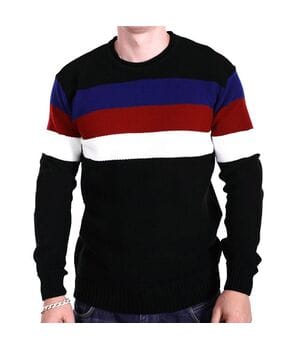Мужской свитер в полоску YBM wear k0418/1 Черный