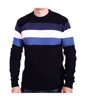 Мужской свитер в полоску YBM wear k0418/2 Черный