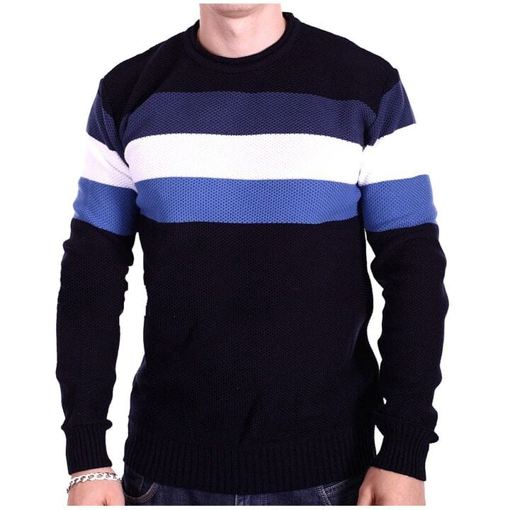 Чоловічий светр в смужку YBM wear k0418/2 Чорний