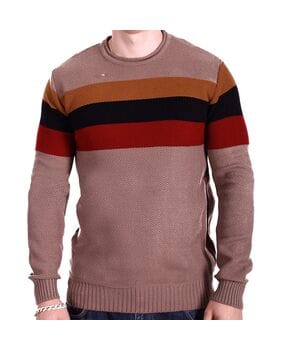 Мужской свитер в полоску YBM wear k0418/3 Бежевый