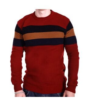 Мужской свитер в полоску YBM wear k0418/4 Красный
