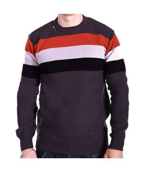 Мужской свитер в полоску YBM wear k0418/5 Темно-серый