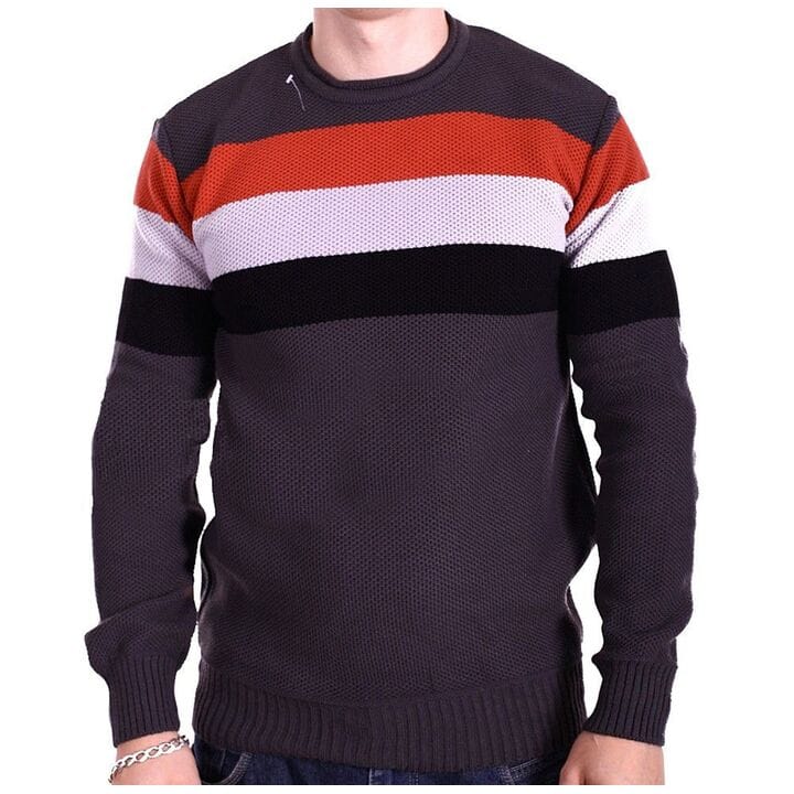 Мужской свитер в полоску YBM wear k0418/5 Темно-серый