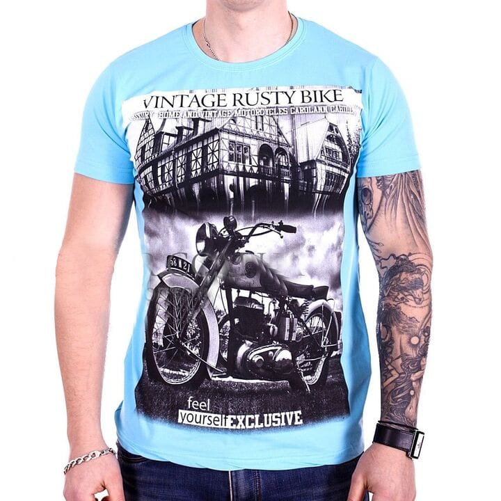 Турецкая футболка StrongMan Bike f1929/4 Голубая
