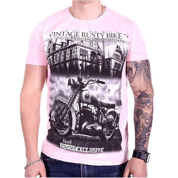 Турецкая футболка StrongMan Bike f1929/8 Розовая